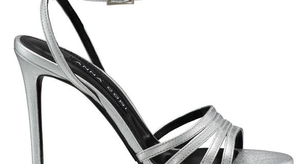 Women HighHeel Leather Sandals 8443 Laminato Argento