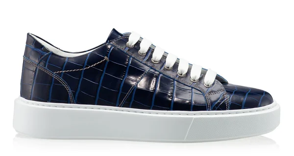 Men genuine leather sports shoes 6897 Croco Blue