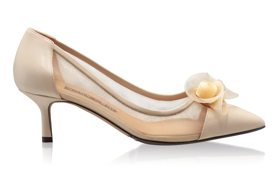 Women Elegant Shoes 8081 Vitello+Beige Mesh
