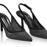 Mid-heel Slingback Pumps 8450 Camoscio+Rete Negru