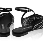 Women Ballerina Flats 8403 Camoscio+Mesh Black