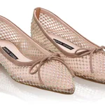 Women's Ballerinas 8406 Suede+Mesh Nude