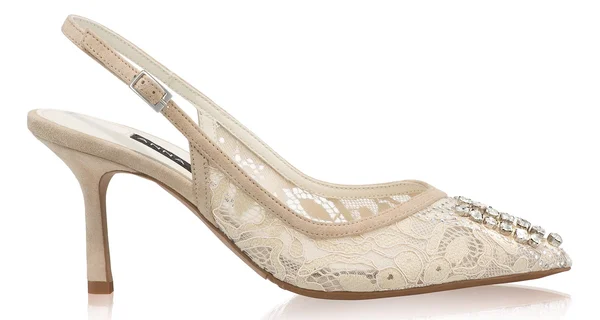 Mid-heel Slingback Pumps 8506 Camoscio+Rete Beige