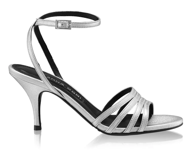 Women Leather Sandals 8424 Laminato Argento