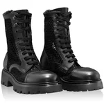 Women Leather Casual Boots 8118 Vitello+Mesh Black