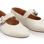 Women Leather Ballerina Flats 7824 Nappa Panna