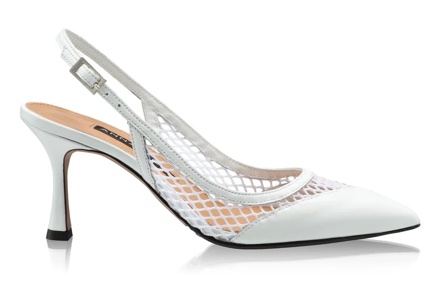Women Leather Sandals 8095 Vitello+Rete White