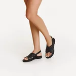 Women Leather Sandals 8380 Vitello+Intreccio Black