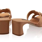 Women Leather Mules 8404 Bottalato Cappuccino