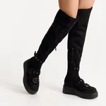 Women Suede Boots 8177 Camoscio+Stretch Black