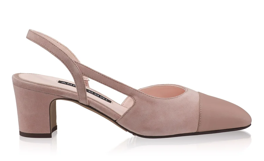 Mid-heel Slingback Pumps 8488 Camoscio Fard+Nappa Nude