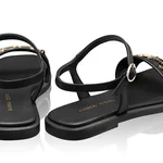 Women Leather Sandals 8454 Vitello Black