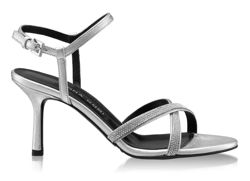 Women Leather Sandals 8030 Laminato Argento