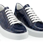 Men genuine leather sports shoes 6897 Croco Blue