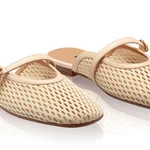 Women Leather Mules 8059 Rete+Vitello Beige