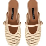 Women Leather Mules 8059 Rete+Vitello Beige