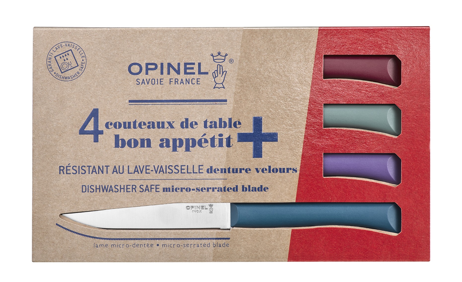 Coffret de 4 couteaux de table Bon Appétit + Glam (Couleurs panachées)