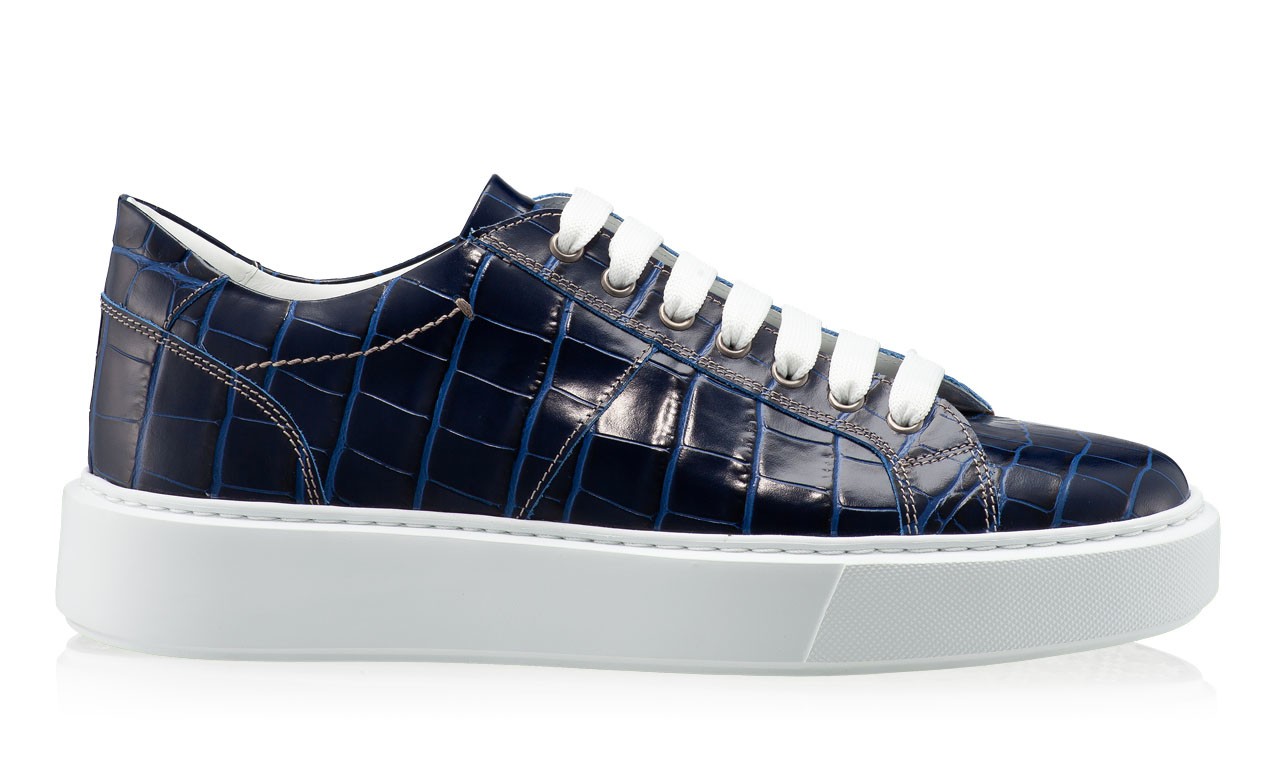 Men genuine leather sports shoes 6897 Croco Blue
