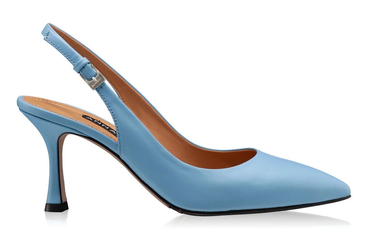 Mid-heel Slingback Pumps 5728 Vitello Azzurro
