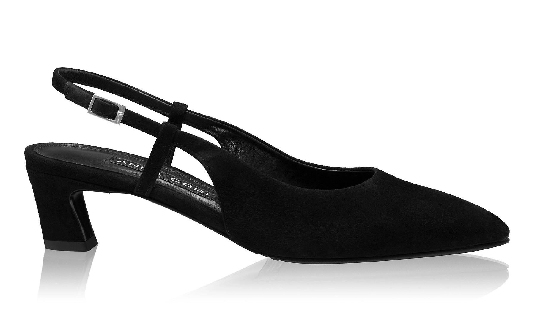 Mid-heel Slingback Pumps 8400 Camoscio Black