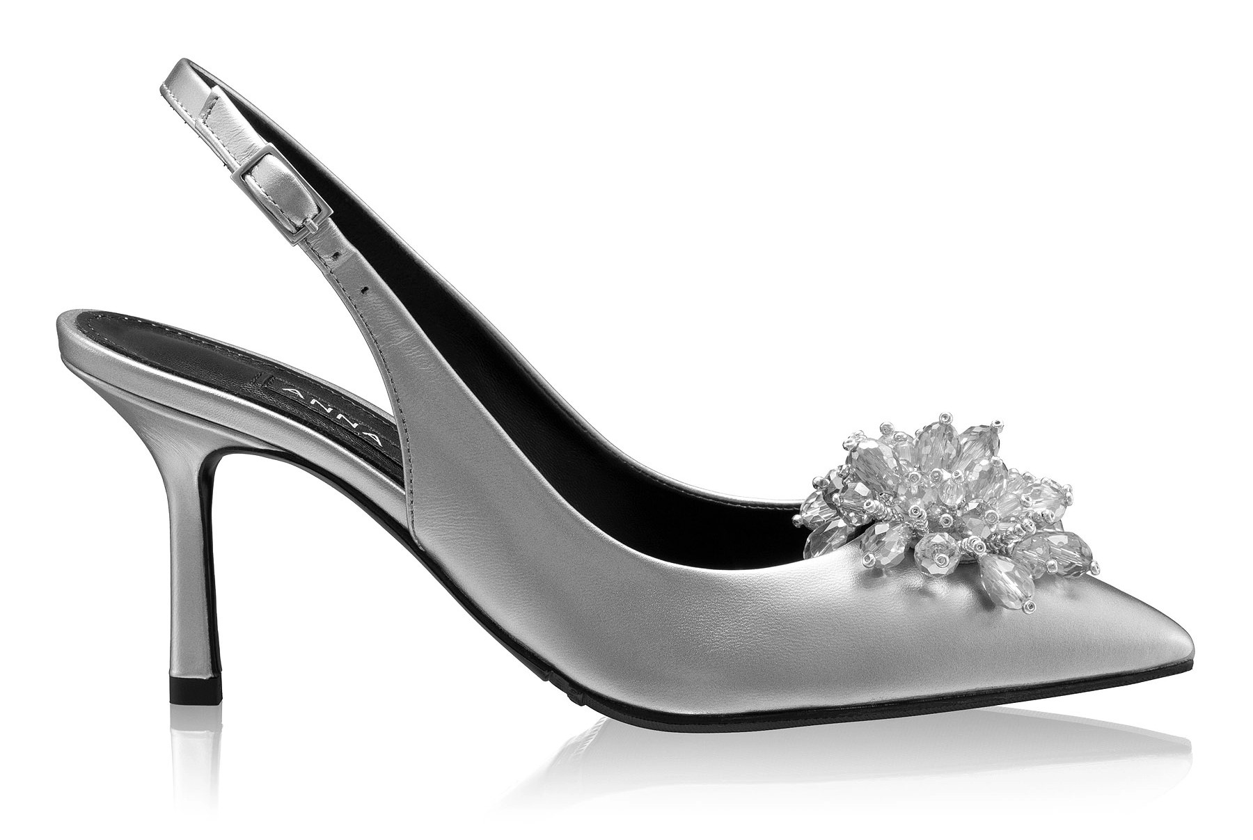 Mid-heel Slingback Pumps 8435 Laminato Argento