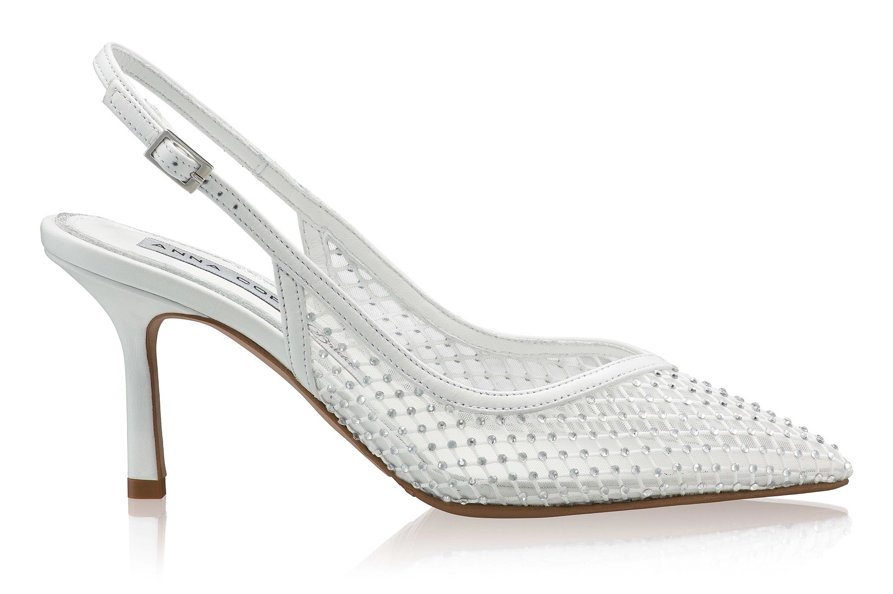 Mid-heel Slingback Pumps 8450 Vitello+Rete White
