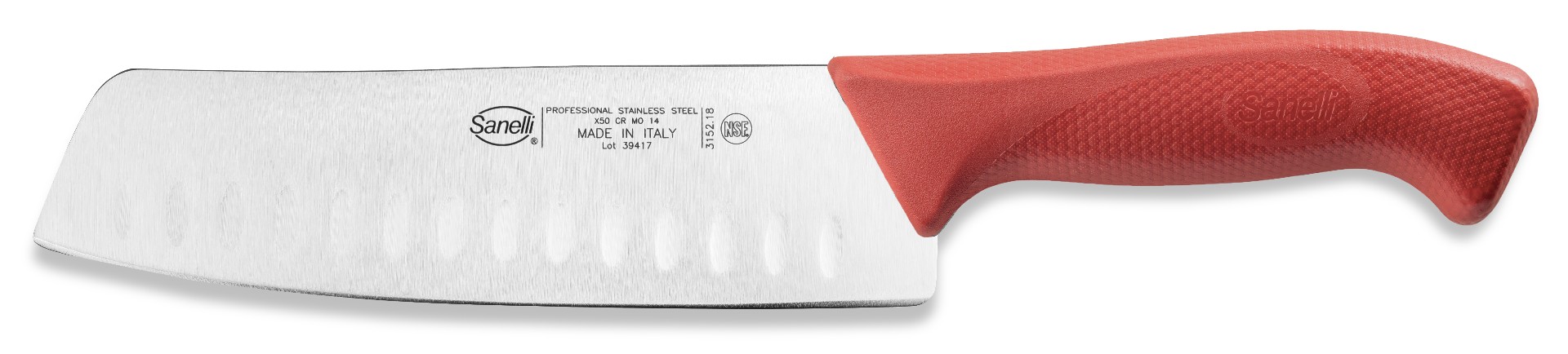 Sanelli Coltello Giapponese Olivato Cm.18 Rosso