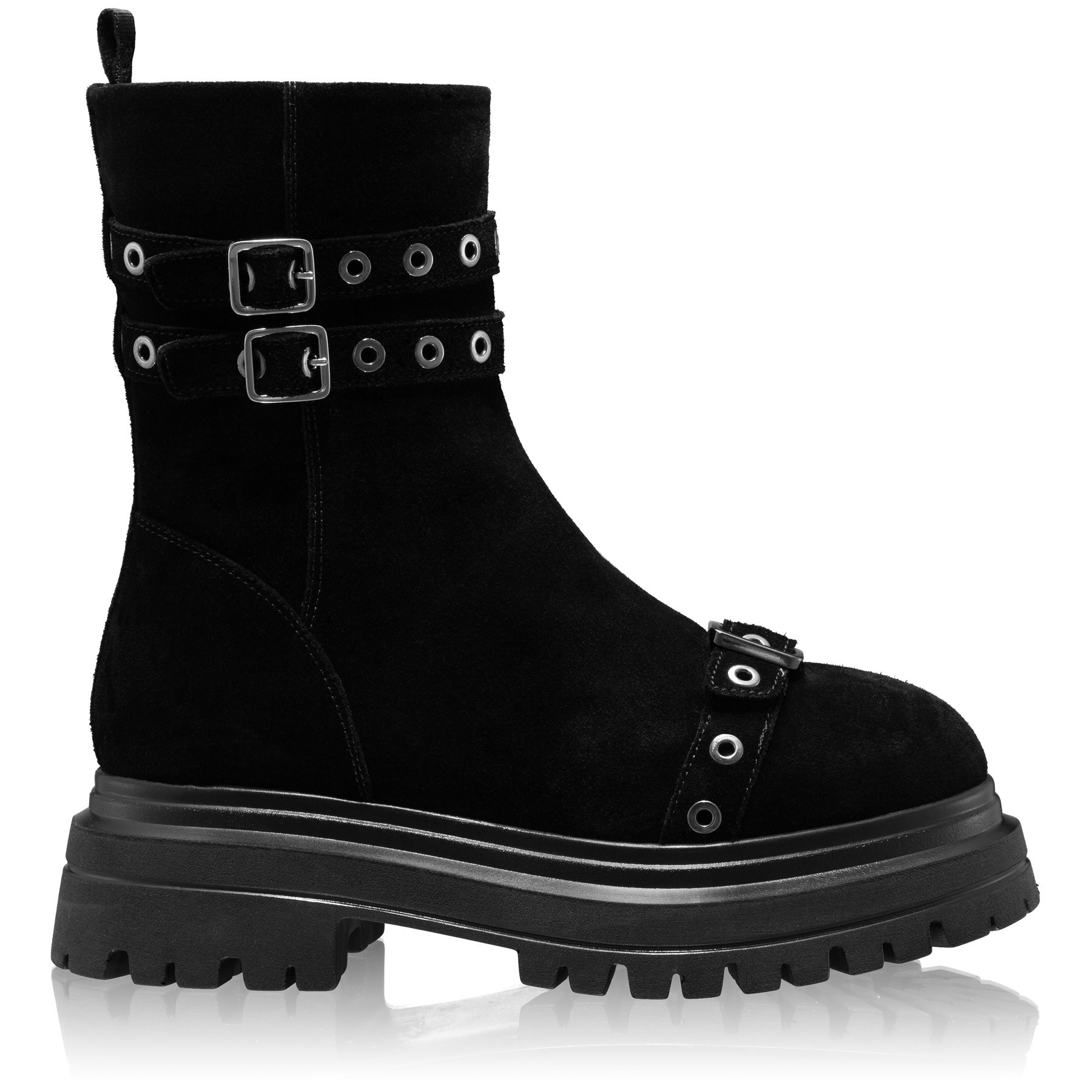 Suede Leather Ankle-Boots 8176 Crosta Black