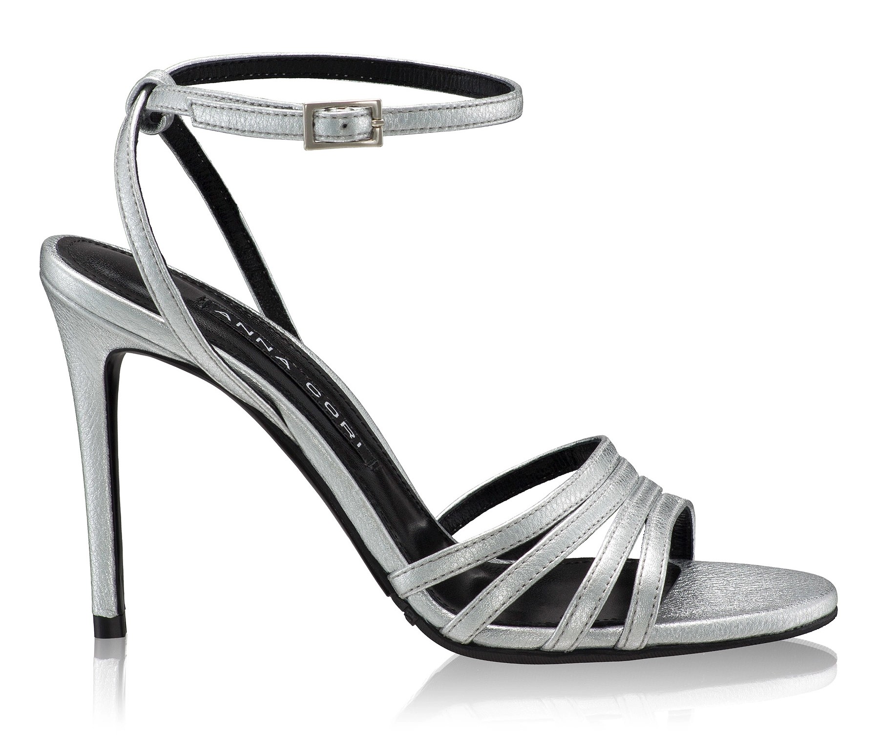 Women HighHeel Leather Sandals 8443 Laminato Argento