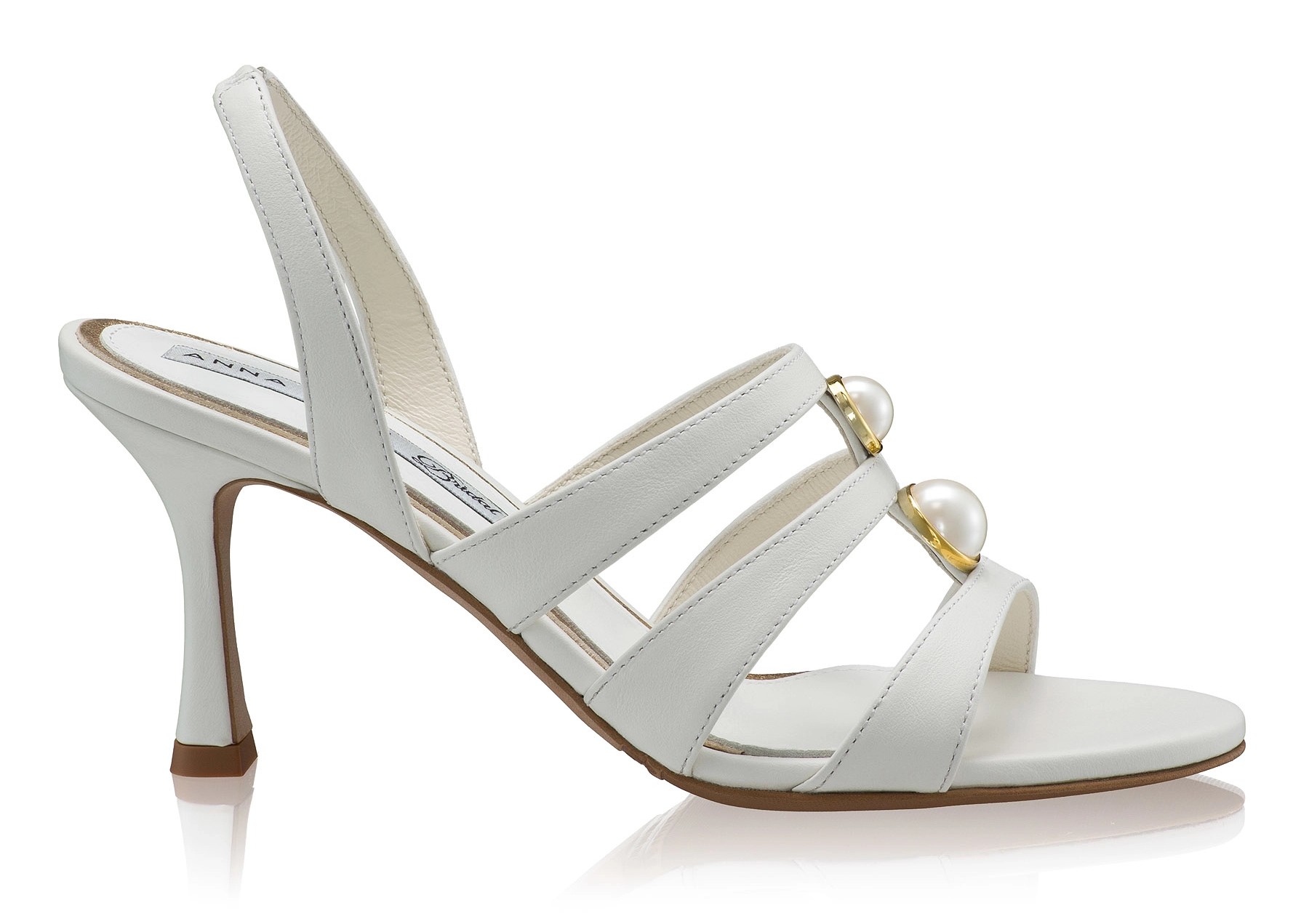 Women Leather Bridal Sandals 8431 Vitello White