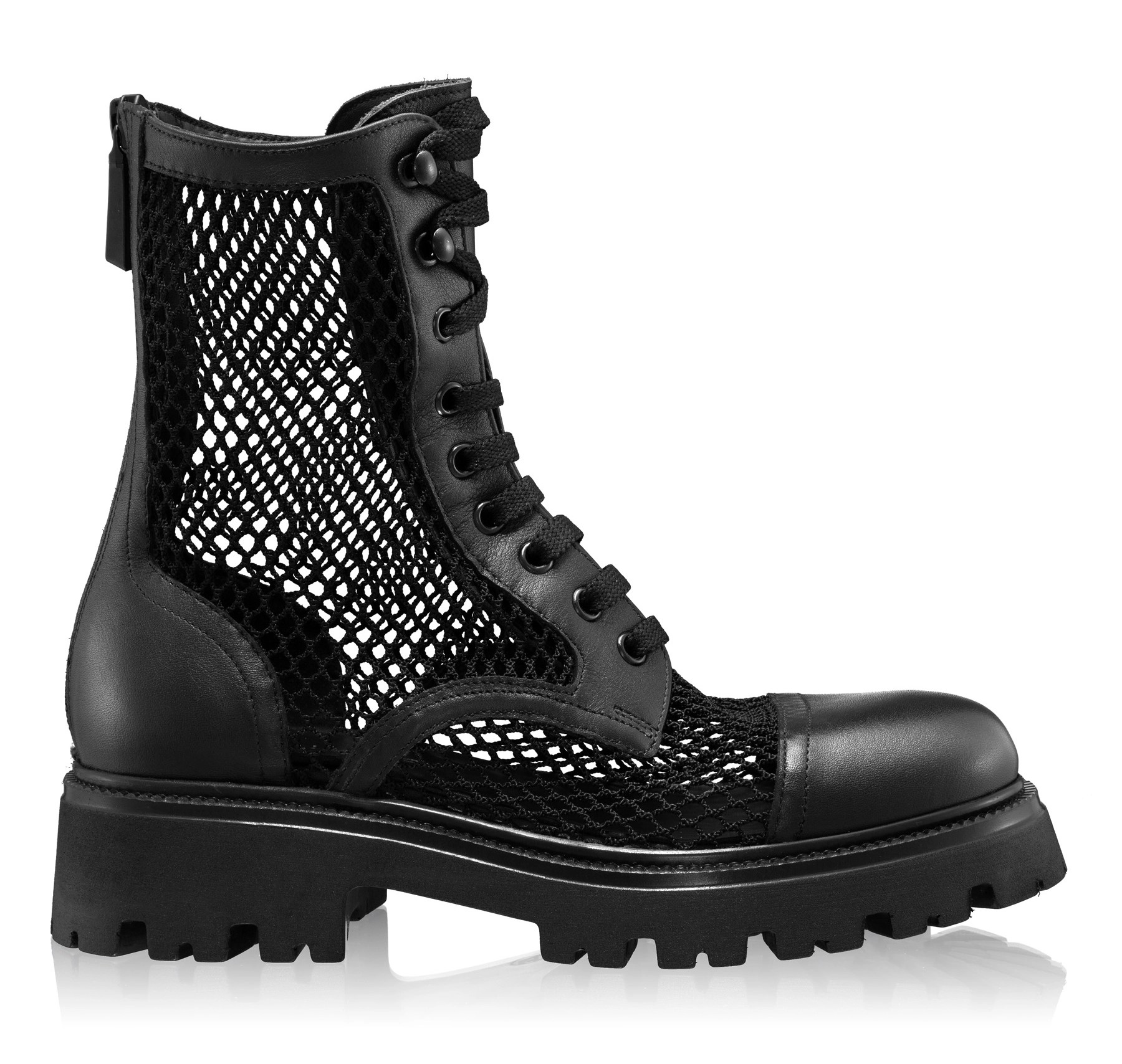 Women Leather Casual Boots 8118 Vitello+Mesh Black
