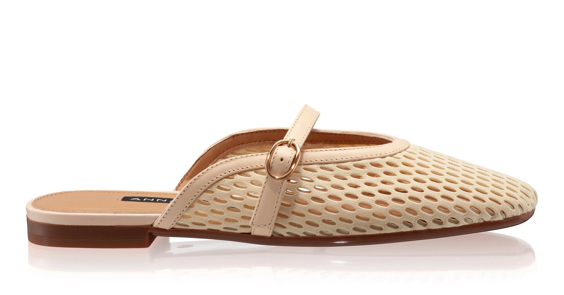Women Leather Mules 8059 Rete+Vitello Beige