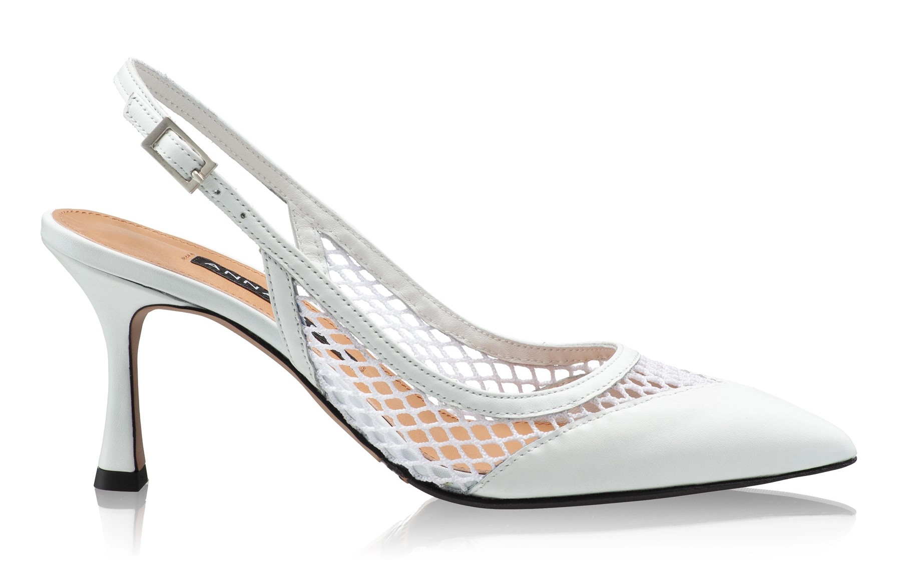 Women Leather Sandals 8095 Vitello+Rete White