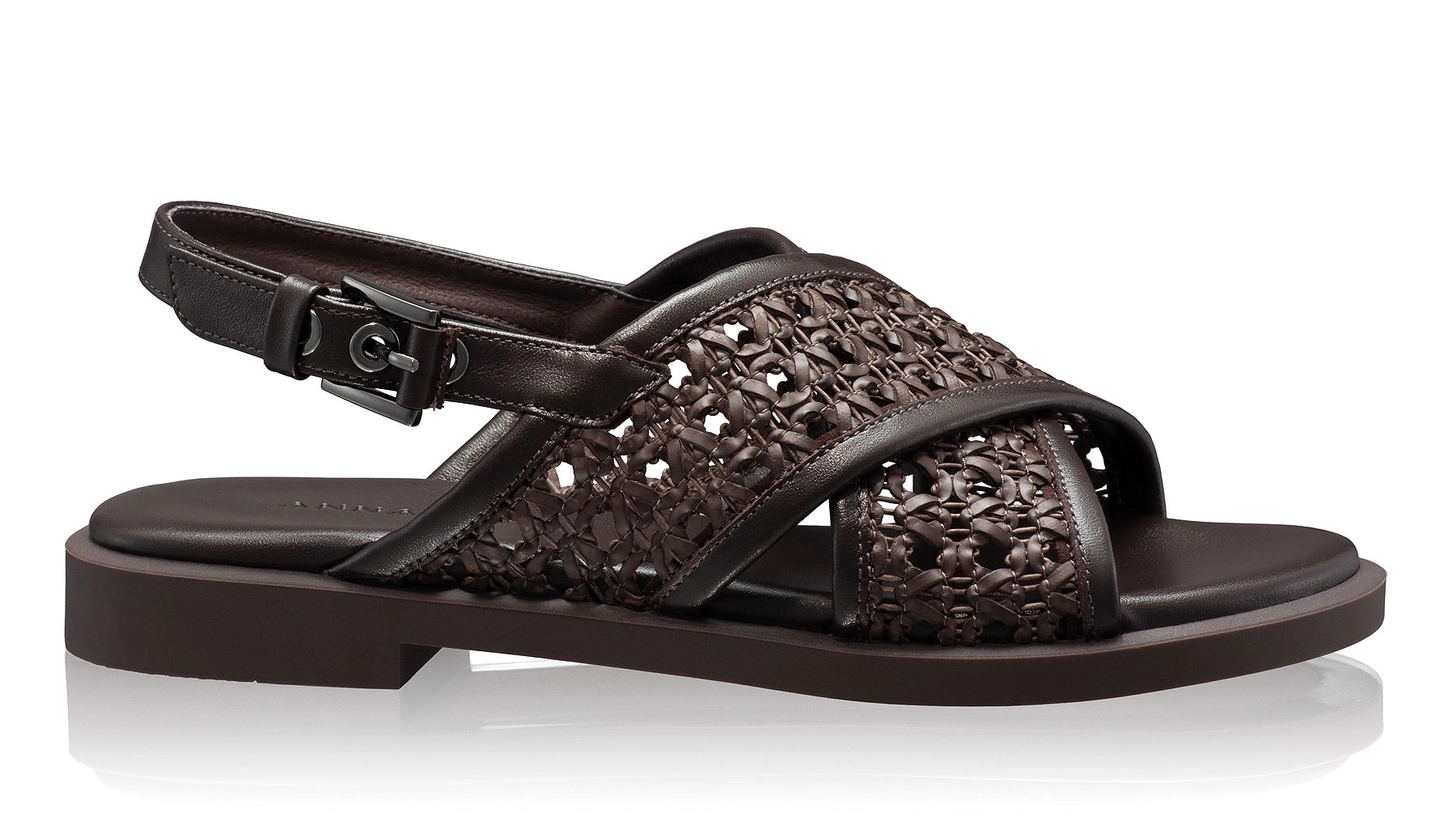 Women Leather Sandals 8380 Vitello+Intreccio T.Moro