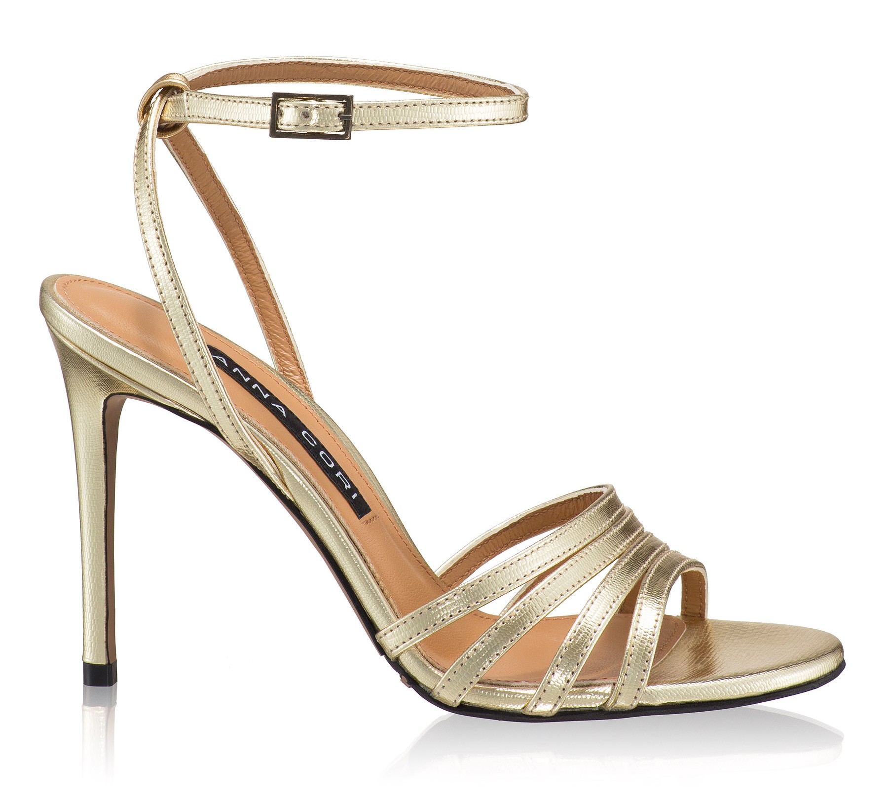 Women Leather Sandals 8443 Laminato Stamp Platino