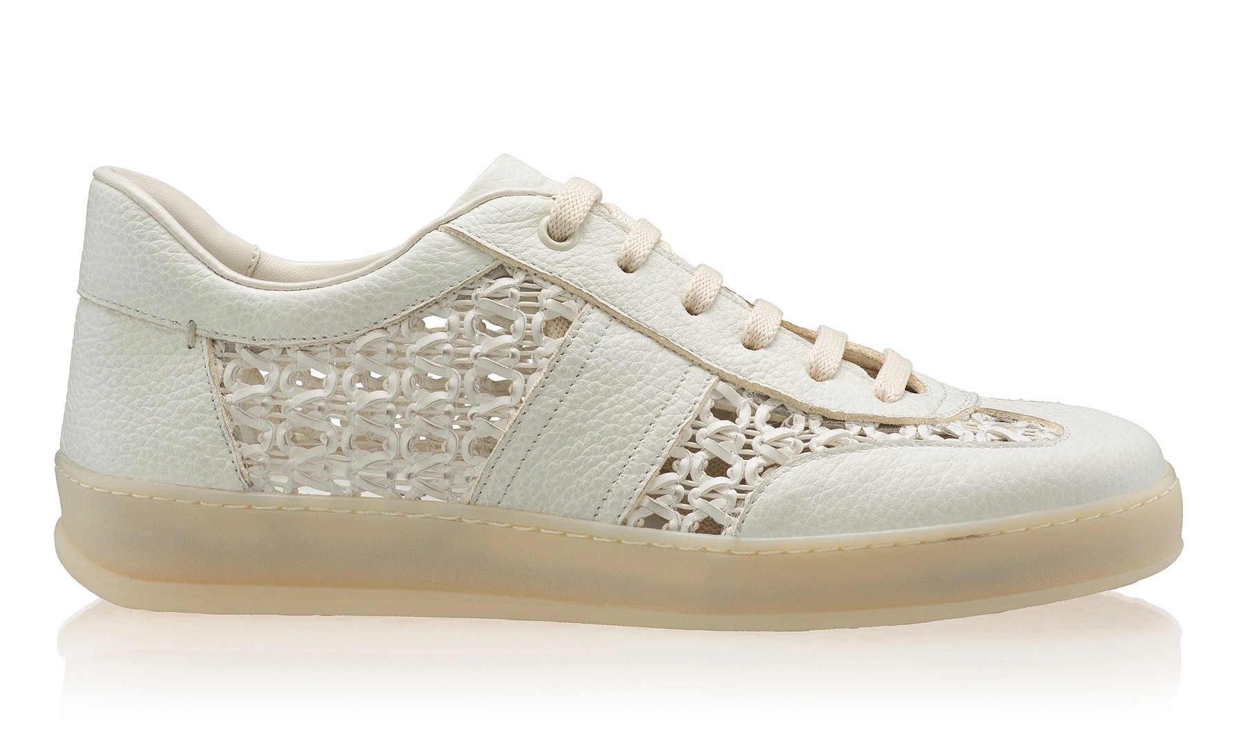 Women leather sport shoes 8385 Bottalato+Intreccio Alb