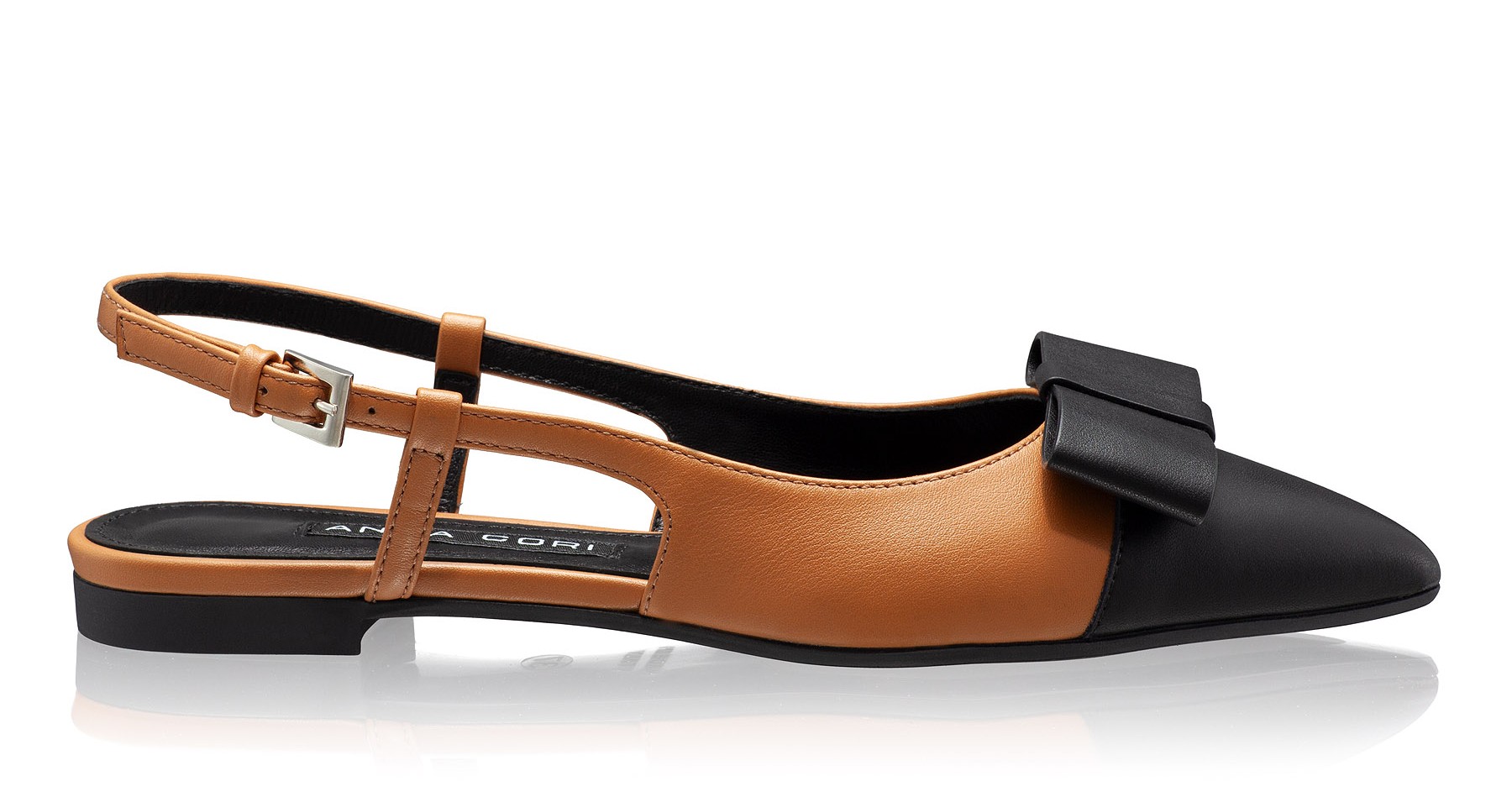 Women's Ballerinas 8384 Vitello Camel+Negru