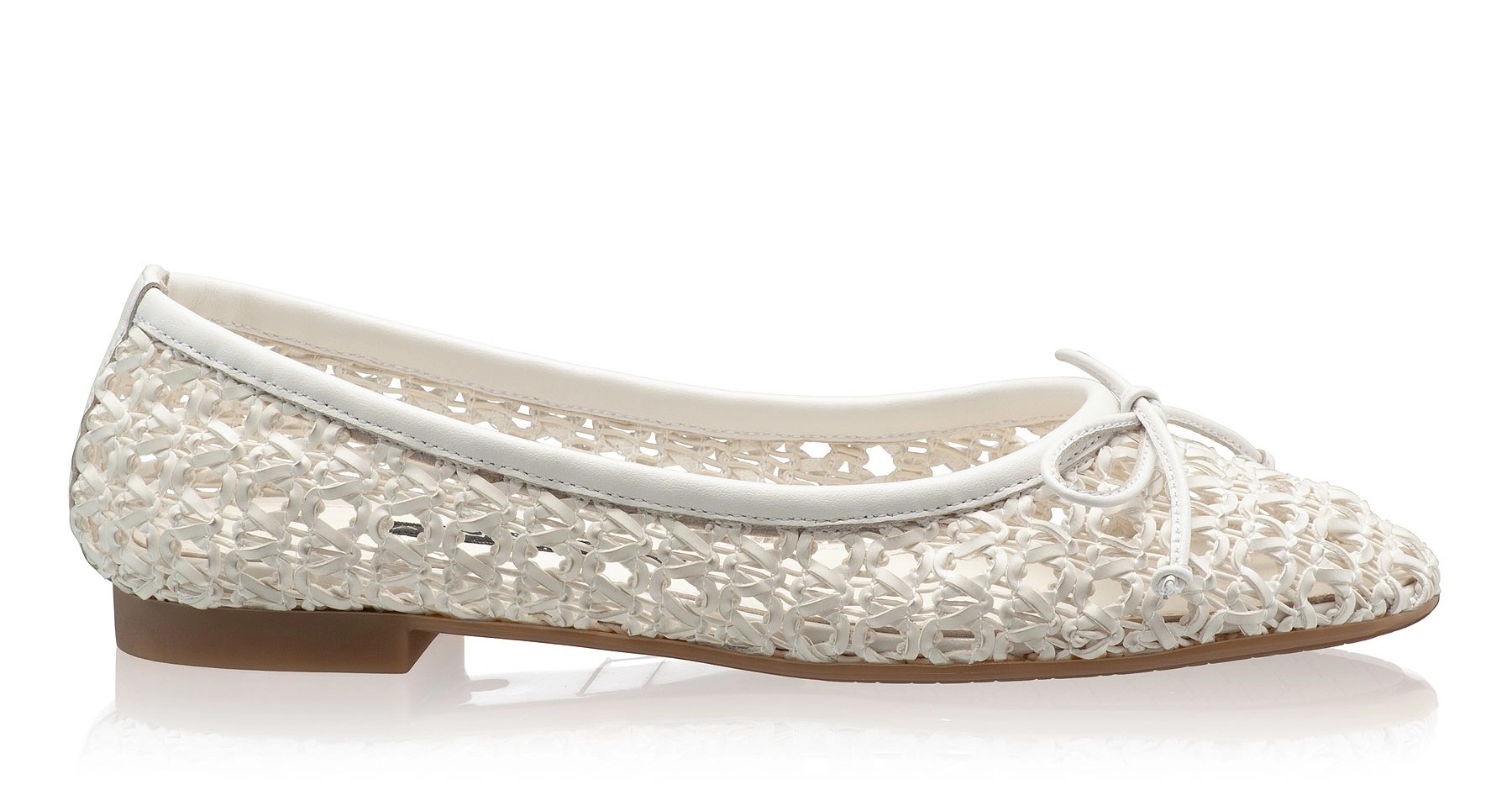 Women's Ballerinas 8401 Vitello+Intreccio White