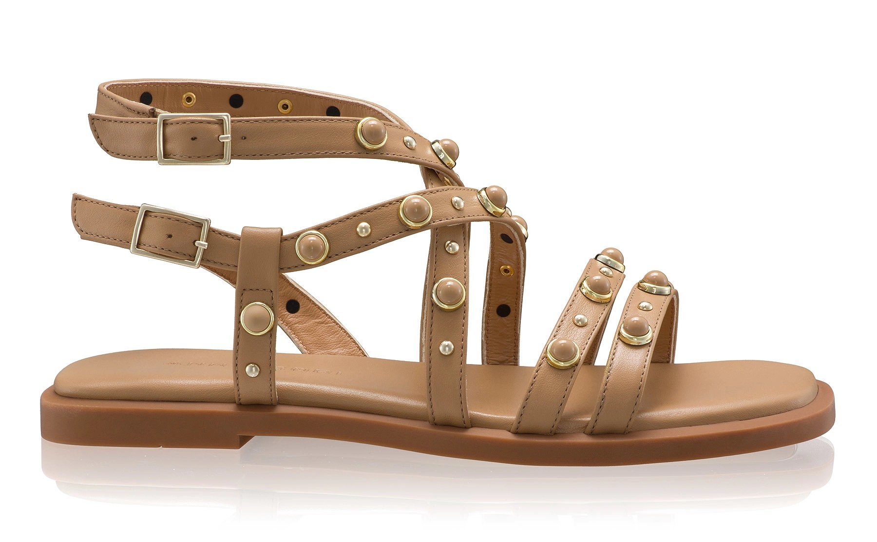Women's Leather Sandals 8366 Vitello Cappuccino
