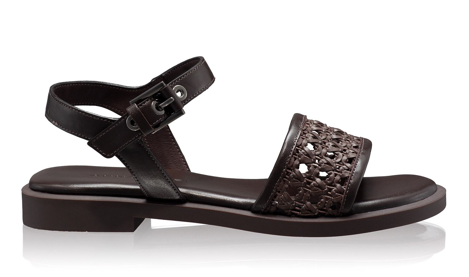 Women's leather sandals 8363 Vitello+Intreccio T.Moro
